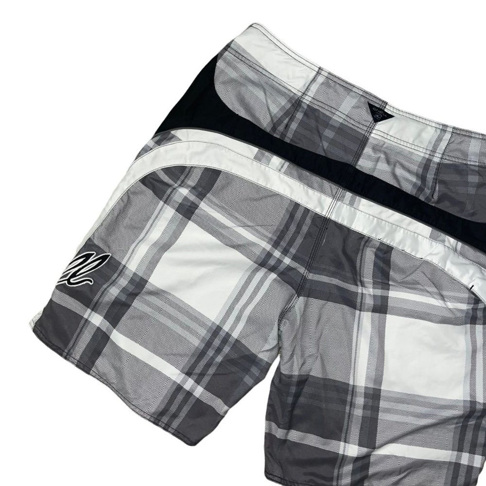 ONeill Board Shorts Mens 38 Checkered Check Pocket Embroidered Logo Swimwear - Picture 5 of 8